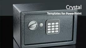  Presentation with safe - PPT theme having safe on black background background and a dark gray colored foreground