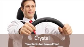  Presentation with driving - Colorful PPT theme enhanced with safe people - elegant young man driving isolated backdrop and a coral colored foreground