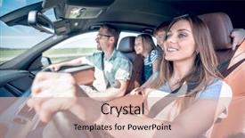  Presentation with mom driving - Colorful PPT theme enhanced with safe people - happy mom driving a family backdrop and a lemonade colored foreground