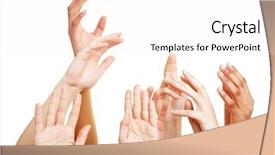  Presentation with safe - Beautiful PPT theme featuring safe people - many desperate hands reaching backdrop and a pink colored foreground