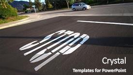  Presentation with stop - Beautiful presentation theme featuring safe school outside - stop backdrop and a dark gray colored foreground