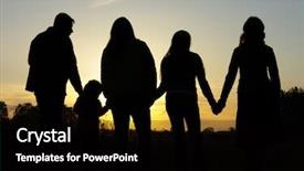  Presentation with blue-sky - Slide set featuring safe security - happy family portrait outdoors background and a black colored foreground