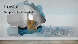  Presentation with lock key - Amazing slides having safe security - lock and key on abstract backdrop and a  colored foreground