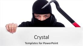  Presentation with over come challanges - PPT theme having safe security - thief or burglar man isolated background and a white colored foreground
