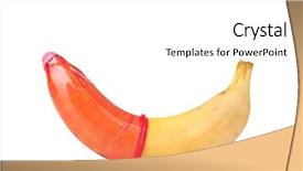  Presentation with condom - Amazing PPT theme having safe sex - condom on banana isolated backdrop and a white colored foreground