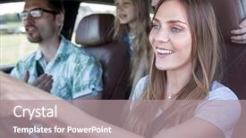  Presentation with safe - Presentation design having safe travel - close up a young family background and a  colored foreground