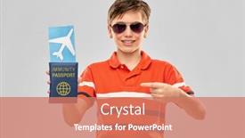  Presentation with health tourism - Slide set consisting of safe-travel-tourism-and-health background and a coral colored foreground