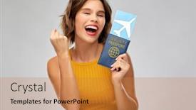  Presentation with fist pump - Amazing PPT layouts having safe-travel-tourism-and-health backdrop and a gold colored foreground