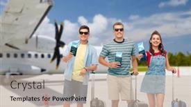  Presentation with health tourism - Cool new PPT theme with safe-travel-tourism-and-health backdrop and a soft green colored foreground