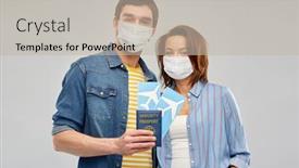  Presentation with passport travel - Slide deck consisting of safe-travel-tourism-and-vacation background and a mint green colored foreground