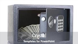  Presentation with safe - Audience pleasing presentation theme consisting of safe with dollars isolated backdrop and a gray colored foreground