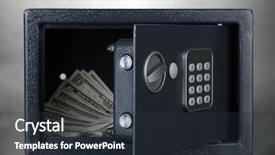  Presentation with safe space - Presentation design featuring safe with dollars on grey background and a tawny brown colored foreground