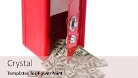  Presentation with safe - PPT theme enhanced with safe-with-money-isolated background and a soft green colored foreground