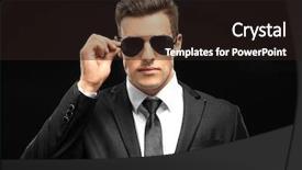 Presentation with security guard - Slide set consisting of handsome security guard on dark background background and a wine colored foreground