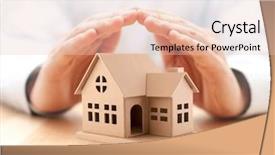  Presentation with property insurance - Presentation consisting of coverage - property insurance house miniature covered background and a lemonade colored foreground