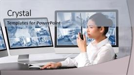  Presentation with home security camera - Beautiful slides featuring safeguard monitoring home security camera backdrop and a light blue colored foreground