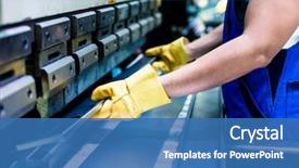  Presentation with factory machine - Presentation theme featuring safety - asian worker in factory background and a teal colored foreground