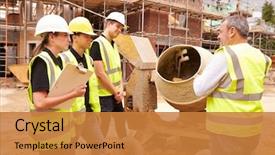  Presentation with cement - PPT layouts having safety - builder using cement mixer background and a gold colored foreground