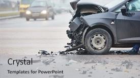  Presentation with accident - Slide deck consisting of safety - car crash accident on street background and a light gray colored foreground