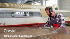  Presentation with carpenter - Slide deck consisting of safety - carpenter works on wood plank background and a coral colored foreground