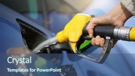  Presentation with gas - Cool new PPT theme with fuel stations safety - close up of woman's hand backdrop and a ocean colored foreground