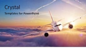  Presentation with image resolution - Slide deck with safety - commercial airplane flying above clouds background and a teal colored foreground