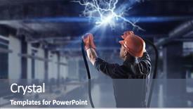  Presentation with connecting - Audience pleasing presentation design consisting of safety - electrician connecting cable mixed media backdrop and a ocean colored foreground