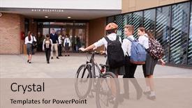  Presentation with high school students - Colorful slide deck enhanced with safety - group of high school students backdrop and a mint green colored foreground