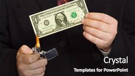 Presentation with fire safety - Slide set with new fire safety - hands and burnning money background and a  colored foreground