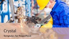  Presentation with manufacturing plant - Cool new presentation with safety - industrial worker in manufacturing plant backdrop and a coral colored foreground