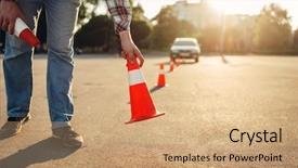  Presentation with safety driving - Theme enhanced with safety - instructor sets the cone driving background and a coral colored foreground