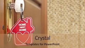  Presentation with safety - Audience pleasing slides consisting of safety - key with label home backdrop and a coral colored foreground