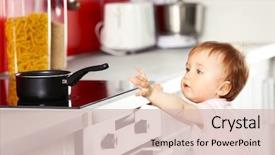  Presentation with child safety - Audience pleasing PPT theme consisting of safety - little child playing with pan backdrop and a lemonade colored foreground