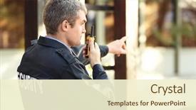  Presentation with building security - Slide deck featuring safety - male security guard near building background and a cream colored foreground