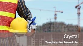  Presentation with safety construction - Colorful presentation theme enhanced with security camera on a business city of paris backdrop and a teal colored foreground