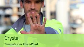  Presentation with safety - Presentation design consisting of safety - man in a high visibility background and a mint green colored foreground