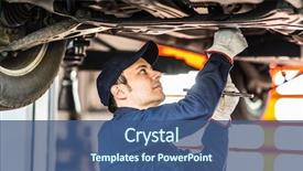  Presentation with mechanic - Slides with safety - mechanic repairing a car background and a ocean colored foreground