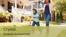  Presentation with rides - Presentation design with safety - mother walks with son background and a yellow colored foreground