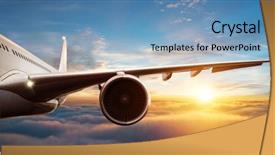  Presentation with passengers - Cool new presentation with safety - passengers commercial airplane flying above backdrop and a teal colored foreground