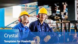  Presentation with worker safety - Slide deck having safety - worker in asian factory background and a teal colored foreground