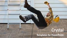  Presentation with safety - Cool new slide deck with safety - worker with hard hat falling backdrop and a gray colored foreground