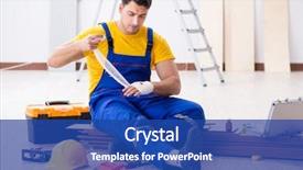  Presentation with construction site construction - Cool new slide set with safety - worker with injured hand backdrop and a ocean colored foreground