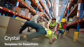  Presentation with safety - Slides consisting of safety - workers taking care about their background and a tawny brown colored foreground