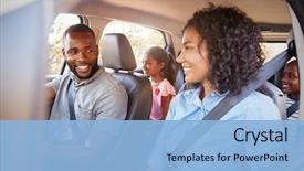  Presentation with road safety - Theme with safety - young black family background and a light blue colored foreground