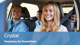  Presentation with holiday - Cool new PPT theme with safety - young family going on holiday backdrop and a teal colored foreground