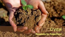  Presentation with dirt - Presentation theme enhanced with tree earth - hands in dirt background and a tawny brown colored foreground