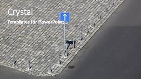  Presentation with two way street sign - Colorful PPT theme enhanced with safety ahead - road sign one way traffic backdrop and a gray colored foreground