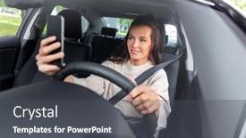  Presentation with safety driving - Audience pleasing PPT theme consisting of safety-and-people-concept-happy backdrop and a dark gray colored foreground