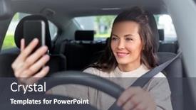  Presentation with safety driving - Audience pleasing theme consisting of safety-and-people-concept-happy backdrop and a dark gray colored foreground