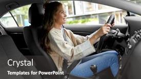  Presentation with safety driving - Beautiful PPT theme featuring safety-and-people-concept-happy backdrop and a dark gray colored foreground